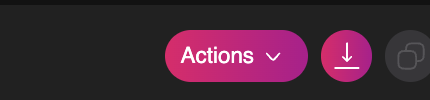 The Actions button and the export button in S-HUB