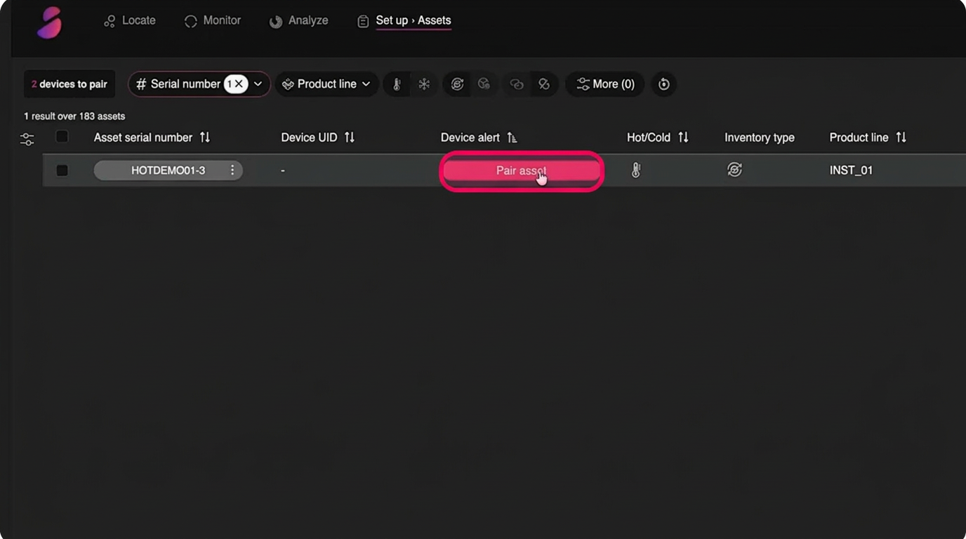 Pair your device — Start pairing the asset